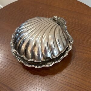 Silver Shell-Shaped Food Storage Tin